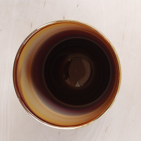 Glassybaby "Hero" Glass Candle Votive Holder Fall Brown Cognac Amber With Yellow - Picture 7 of 11